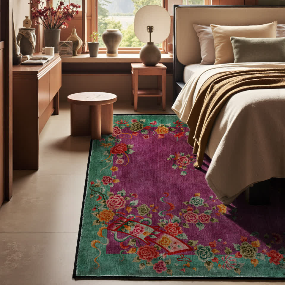 Vintage Rose Soft Washable Anti-slip Area Rug - image 3