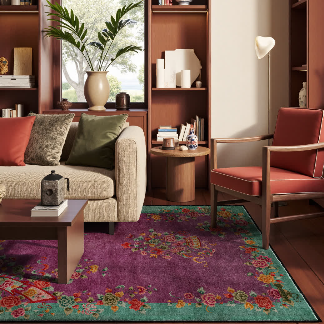 Vintage Rose Soft Washable Anti-slip Area Rug - image 1