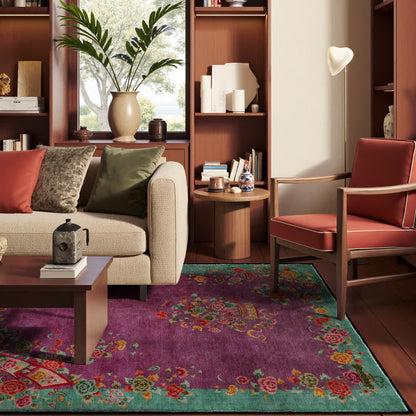 Vintage Rose Soft Washable Anti-slip Area Rug - image 1