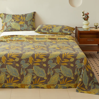 Leaf Cotton Jacquard Reversible Sheet Coverlet - Coverlet with 2PCS Pillowcases - King - image 0