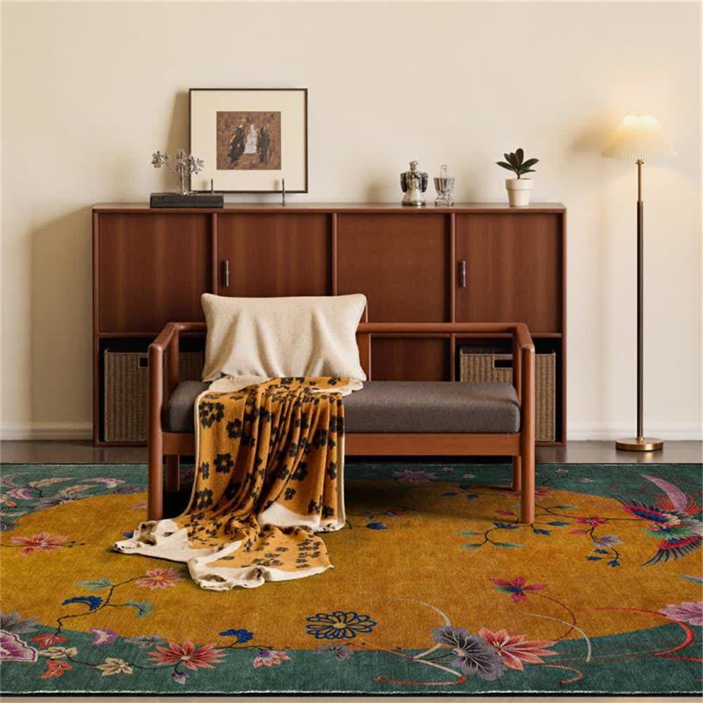  Anti-slip Floral Bird Foldable Area Rug - image 1