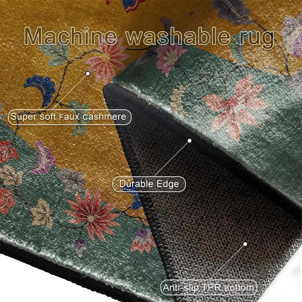  Anti-slip Floral Bird Foldable Area Rug - image 6
