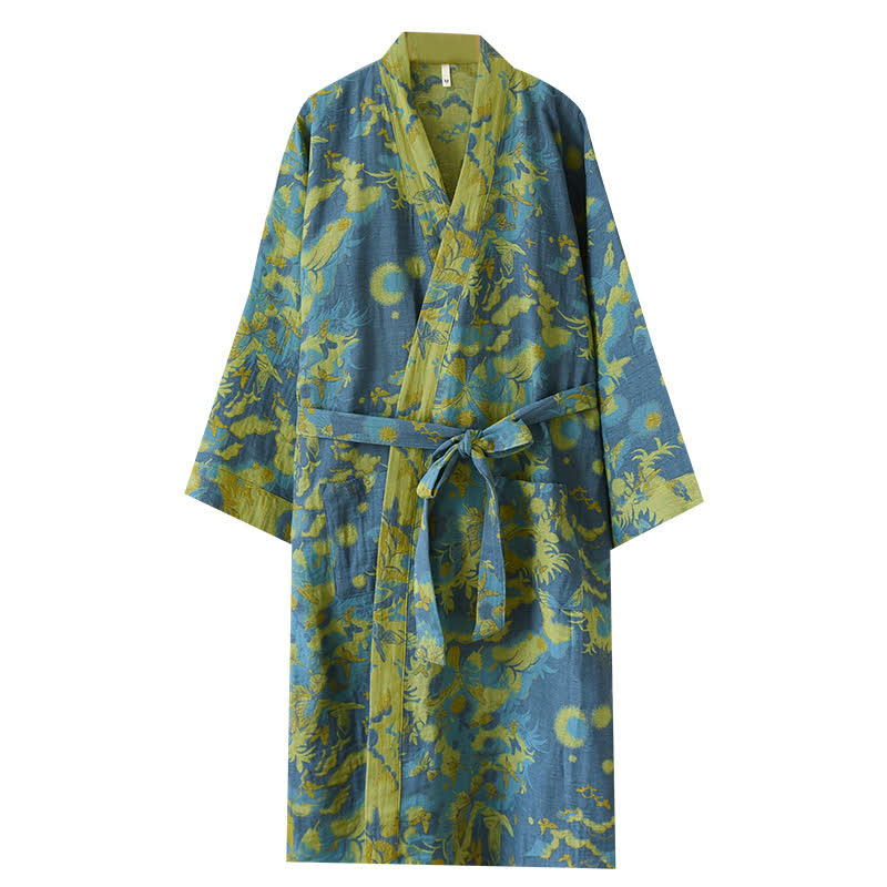 Pastoral Cotton Double-layer Gauze Yarn-dyed Jacquard Bathrobe - image 8