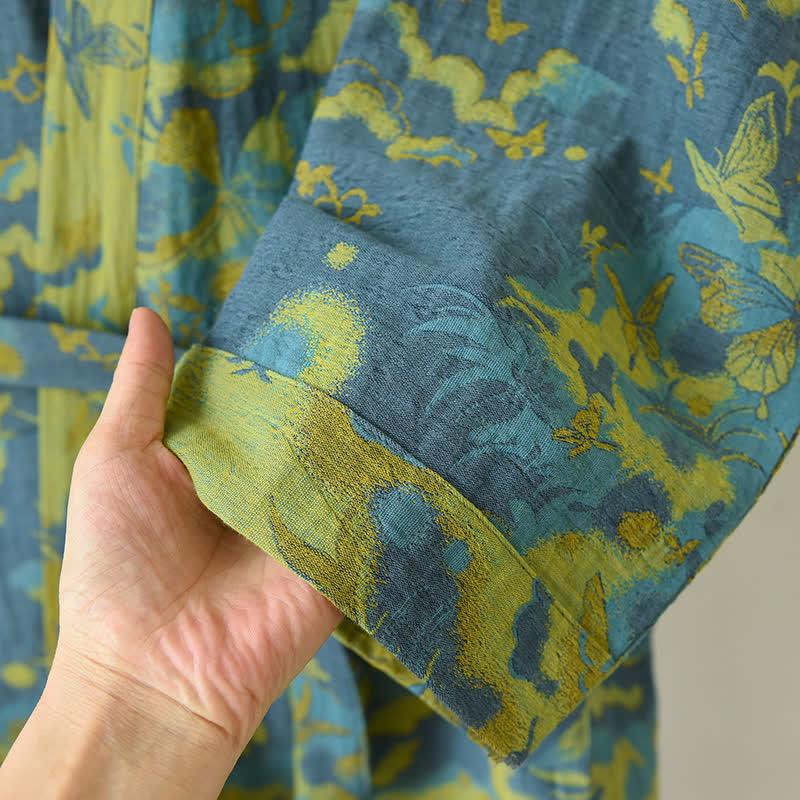 Pastoral Cotton Double-layer Gauze Yarn-dyed Jacquard Bathrobe - image 3