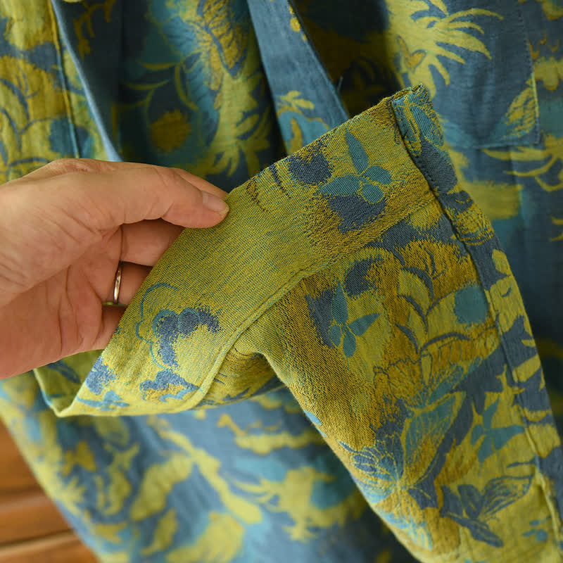 Pastoral Cotton Double-layer Gauze Yarn-dyed Jacquard Bathrobe - image 4