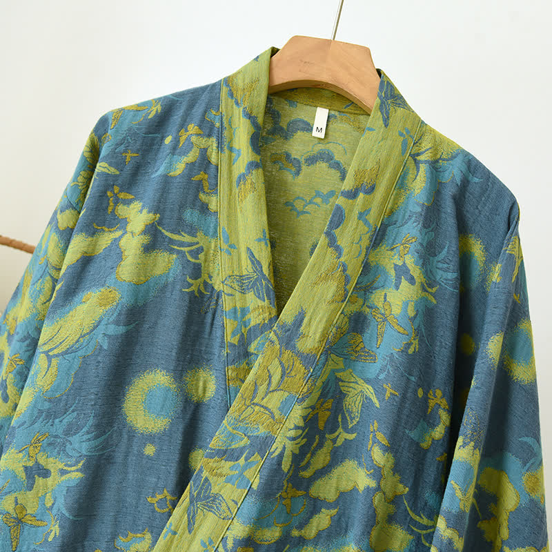 Pastoral Cotton Double-layer Gauze Yarn-dyed Jacquard Bathrobe - image 2