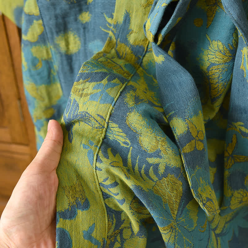 Pastoral Cotton Double-layer Gauze Yarn-dyed Jacquard Bathrobe - image 5