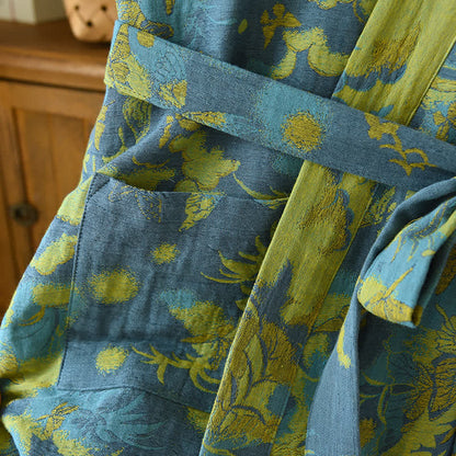Pastoral Cotton Double-layer Gauze Yarn-dyed Jacquard Bathrobe - image 7