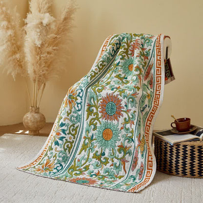 Retro Floral Pure Cotton Gauze Absorbent Bath Towel - 31" x 63" - image 0