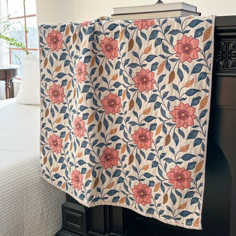 Floral Leaf Pure Cotton Gauze Absorbent Bath Towel - image 2