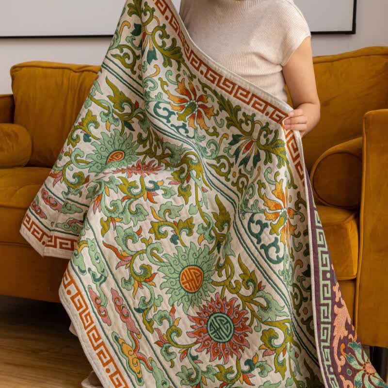 Retro Floral Pure Cotton Gauze Absorbent Bath Towel - image 3