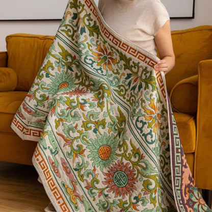 Retro Floral Pure Cotton Gauze Absorbent Bath Towel - image 3