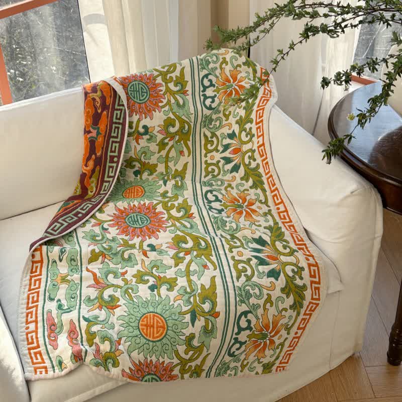 Retro Floral Pure Cotton Gauze Absorbent Bath Towel - image 4