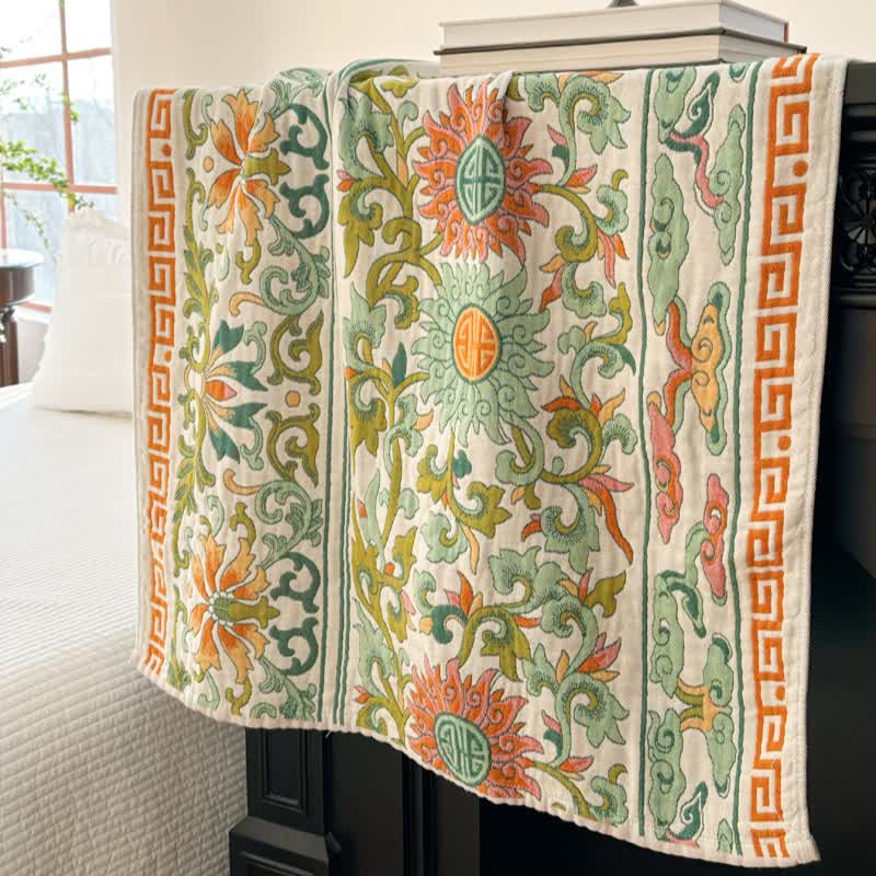 Retro Floral Pure Cotton Gauze Absorbent Bath Towel - image 6