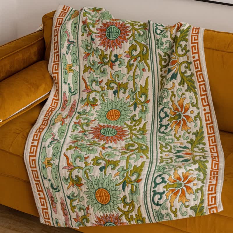 Retro Floral Pure Cotton Gauze Absorbent Bath Towel - image 5