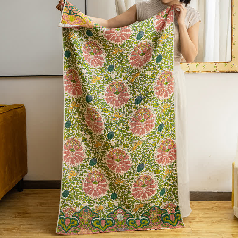 Pastoral Floral Pure Cotton Gauze Absorbent Bath Towel - image 1