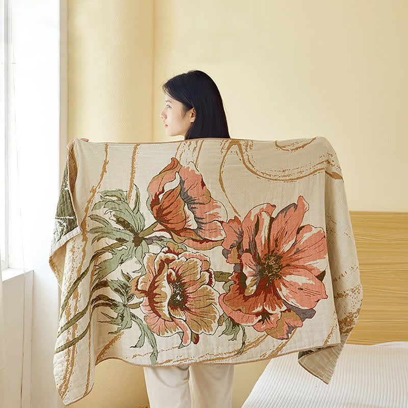 Pure Cotton Gauze Absorbent Floral Bath Towel - image 1