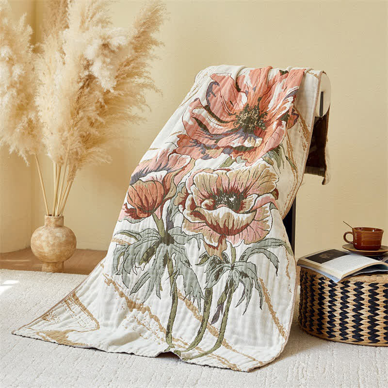 Pure Cotton Gauze Absorbent Floral Bath Towel - 31" x 63" - image 0