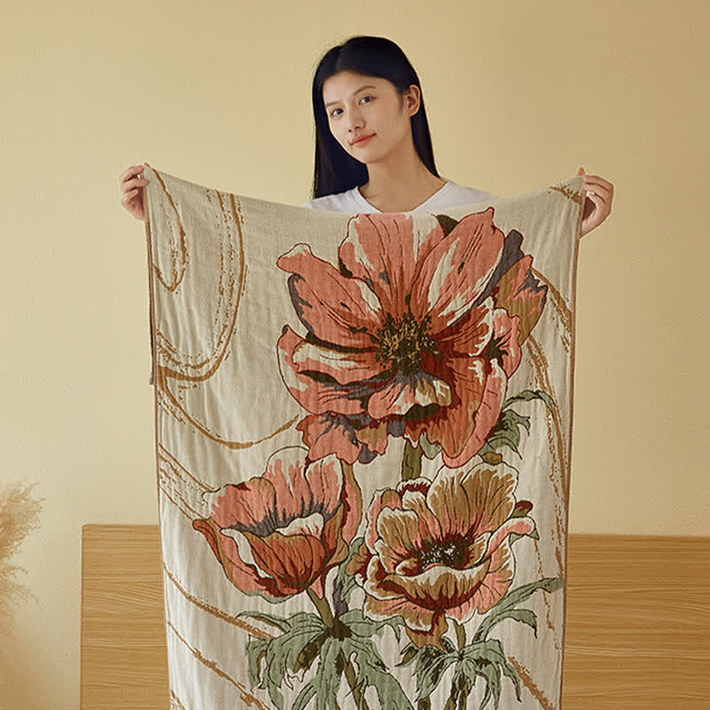 Pure Cotton Gauze Absorbent Floral Bath Towel - image 2