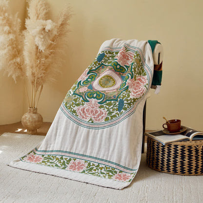 Elegant Floral Pure Cotton Gauze Absorbent Bath Towel - 31" x 63" - image 0