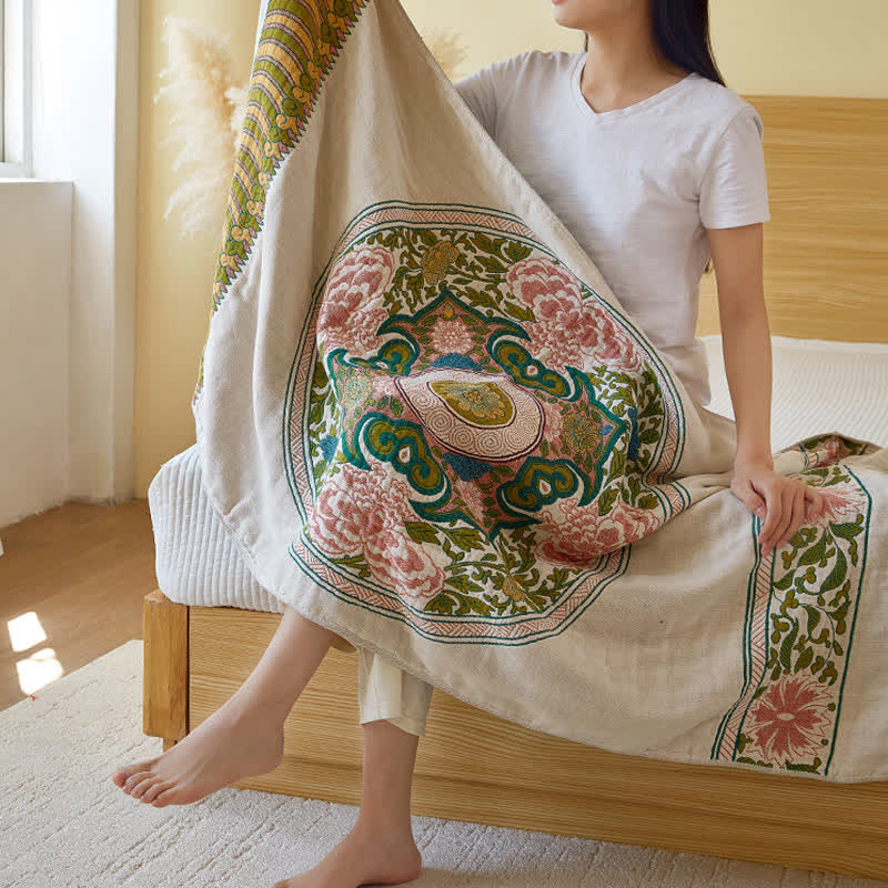 Elegant Floral Pure Cotton Gauze Absorbent Bath Towel - image 1