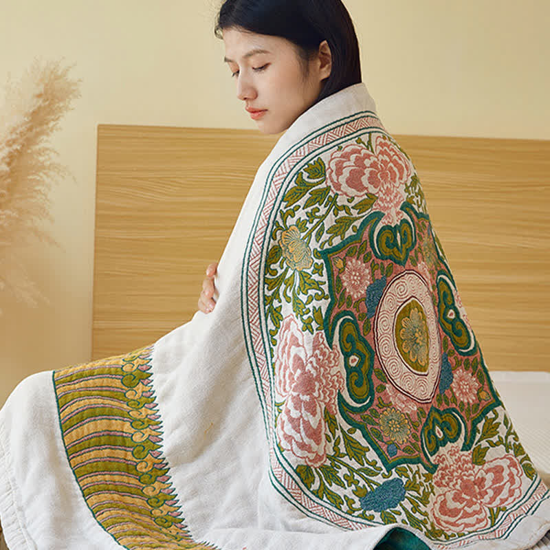 Elegant Floral Pure Cotton Gauze Absorbent Bath Towel - image 3