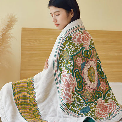 Elegant Floral Pure Cotton Gauze Absorbent Bath Towel - image 3