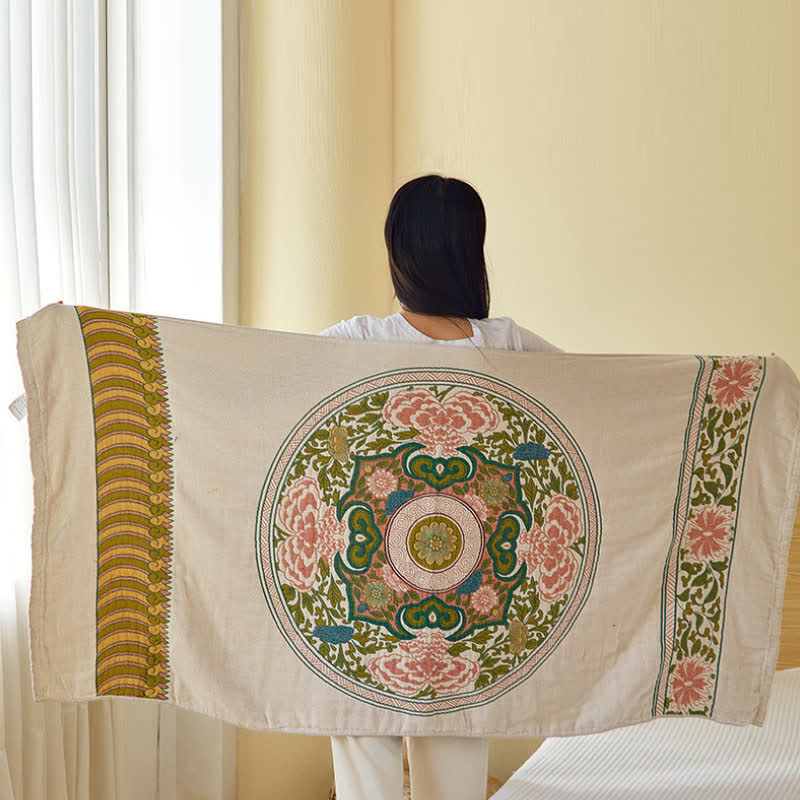 Elegant Floral Pure Cotton Gauze Absorbent Bath Towel - image 2