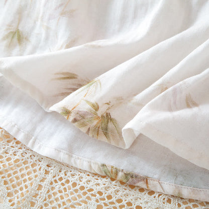 Vintage Bamboo Print Cotton Gauze Beaded Button Loungewear Set - image 12