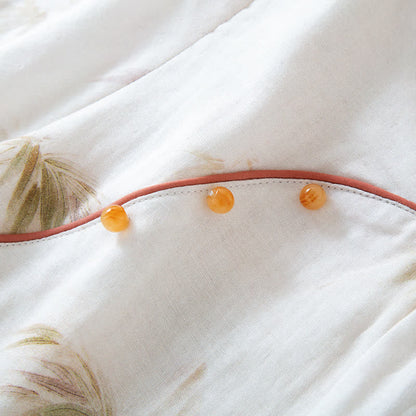 Vintage Bamboo Print Cotton Gauze Beaded Button Loungewear Set - image 4