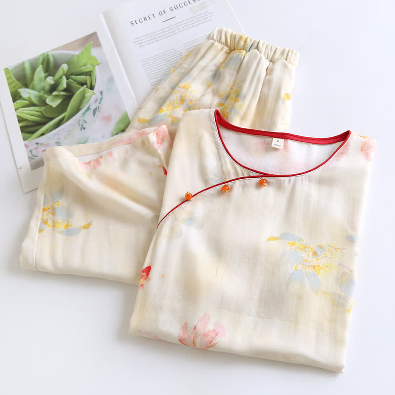 Koi Floral Bamboo Fiber Short Sleeve Pajama Set - image 1