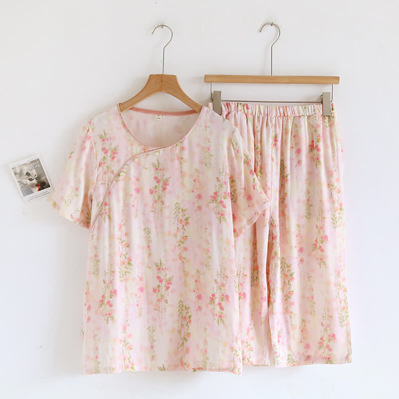 Rustic Rose Bamboo Fiber Short Sleeve Pajama Set - Pink - XL - image 1