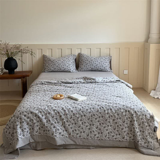 Rustic Floral Cotton Yarn-dyed Jacquard Summer Quilt - King - image 0