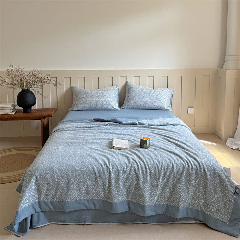 Pastoral Floral Cotton Yarn-dyed Jacquard Summer Quilt - King - image 0