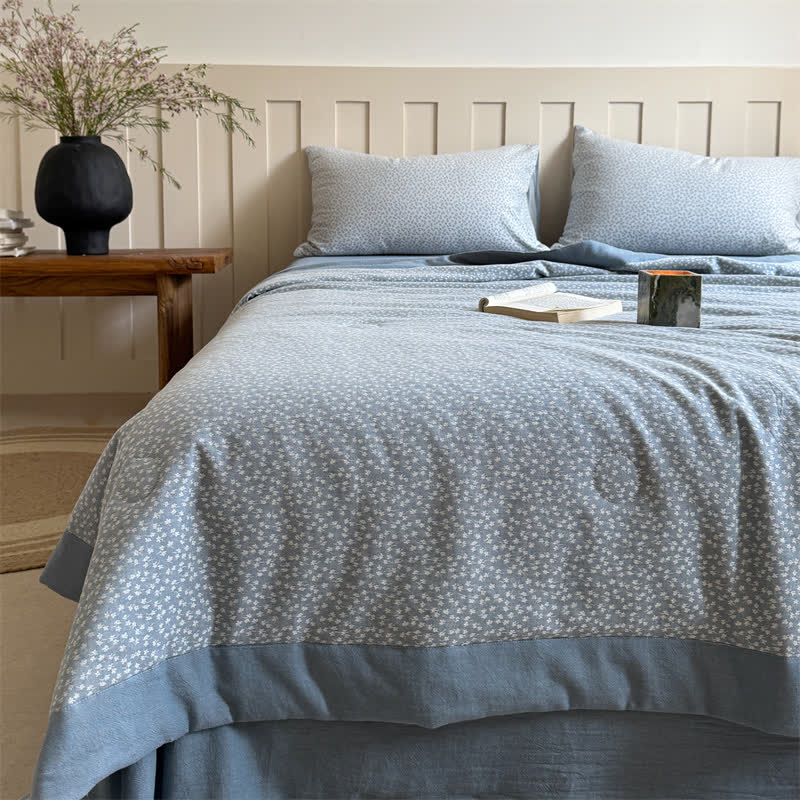 Pastoral Floral Cotton Yarn-dyed Jacquard Summer Quilt - image 1