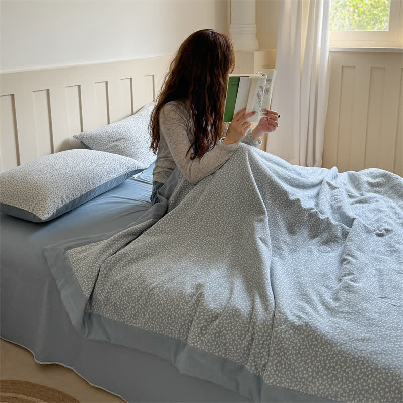 Pastoral Floral Cotton Yarn-dyed Jacquard Summer Quilt - image 2