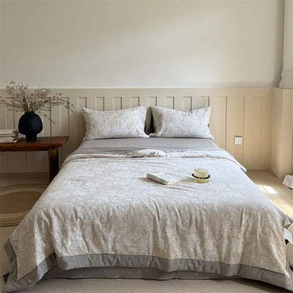 Elegant Plant Cotton Yarn-dyed Jacquard Summer Quilt - Camel - King - image 7