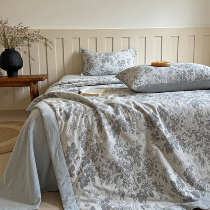 Elegant Plant Cotton Yarn-dyed Jacquard Summer Quilt - image 4