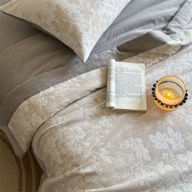 Elegant Plant Cotton Yarn-dyed Jacquard Summer Quilt - image 10