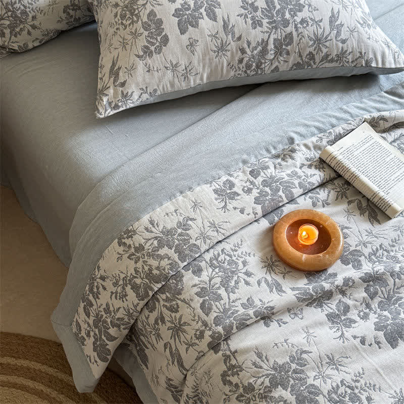 Elegant Plant Cotton Yarn-dyed Jacquard Summer Quilt - image 6