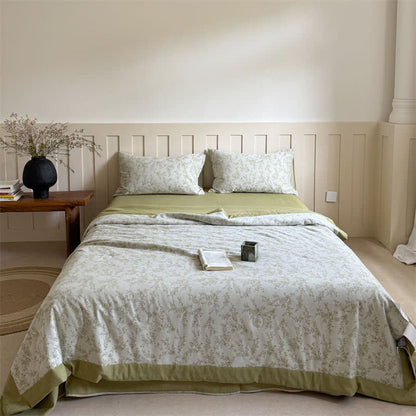 Branch Leaf Cotton Yarn-dyed Jacquard Summer Quilt - King - image 0