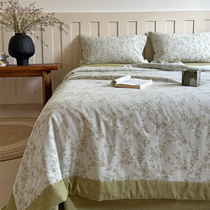 Branch Leaf Cotton Yarn-dyed Jacquard Summer Quilt - image 1