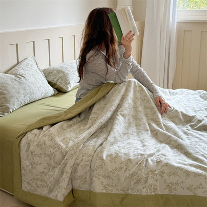 Branch Leaf Cotton Yarn-dyed Jacquard Summer Quilt - image 2