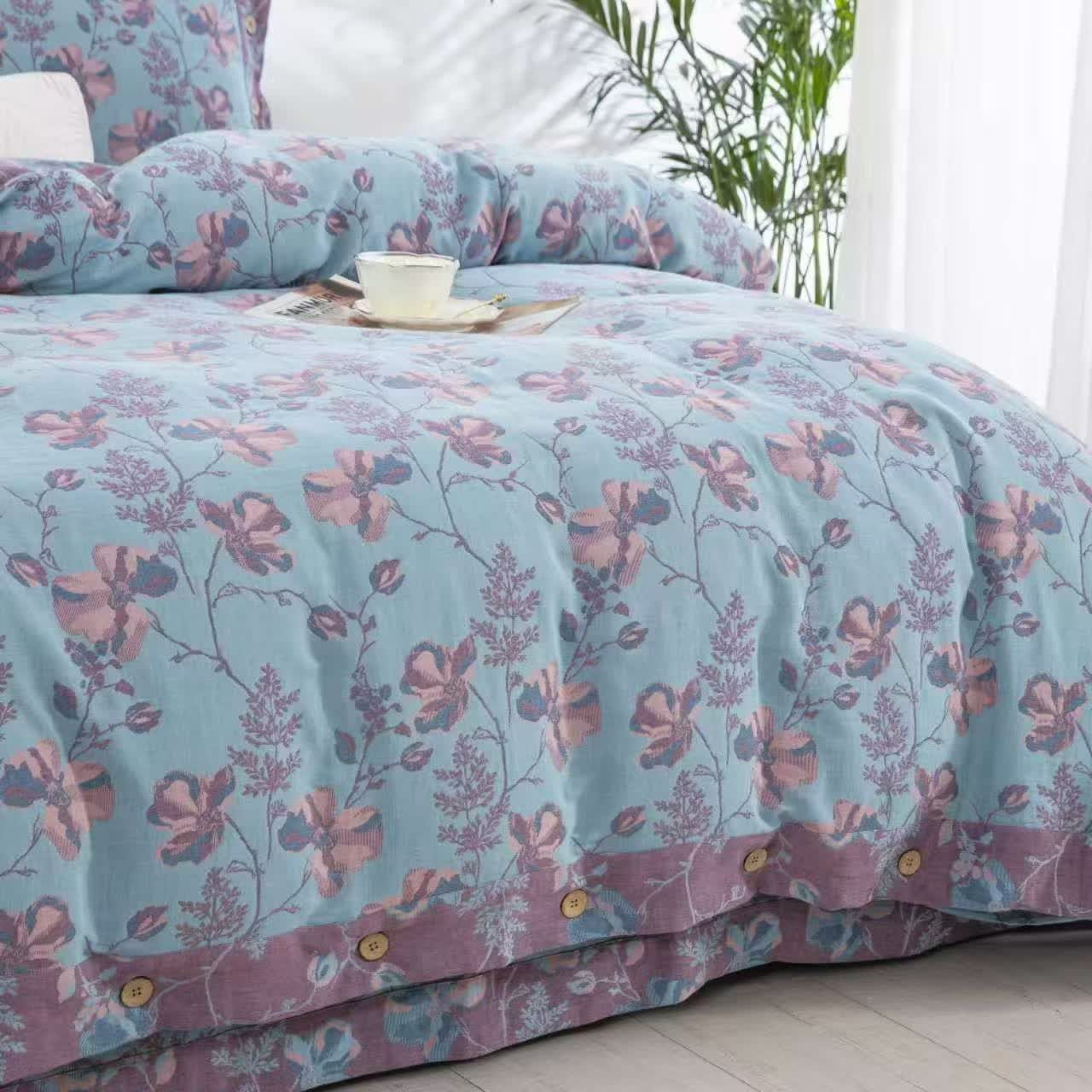 Blooming Flowers Cotton Gauze Bedding Set (4PCS) - image 2