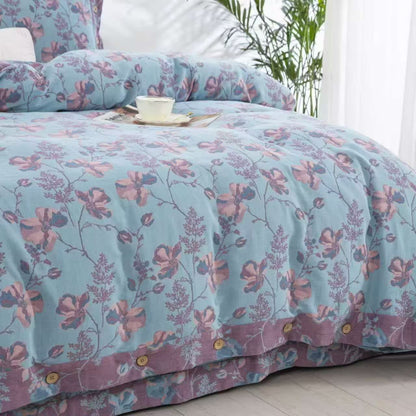 Blooming Flowers Cotton Gauze Bedding Set (4PCS) - image 2