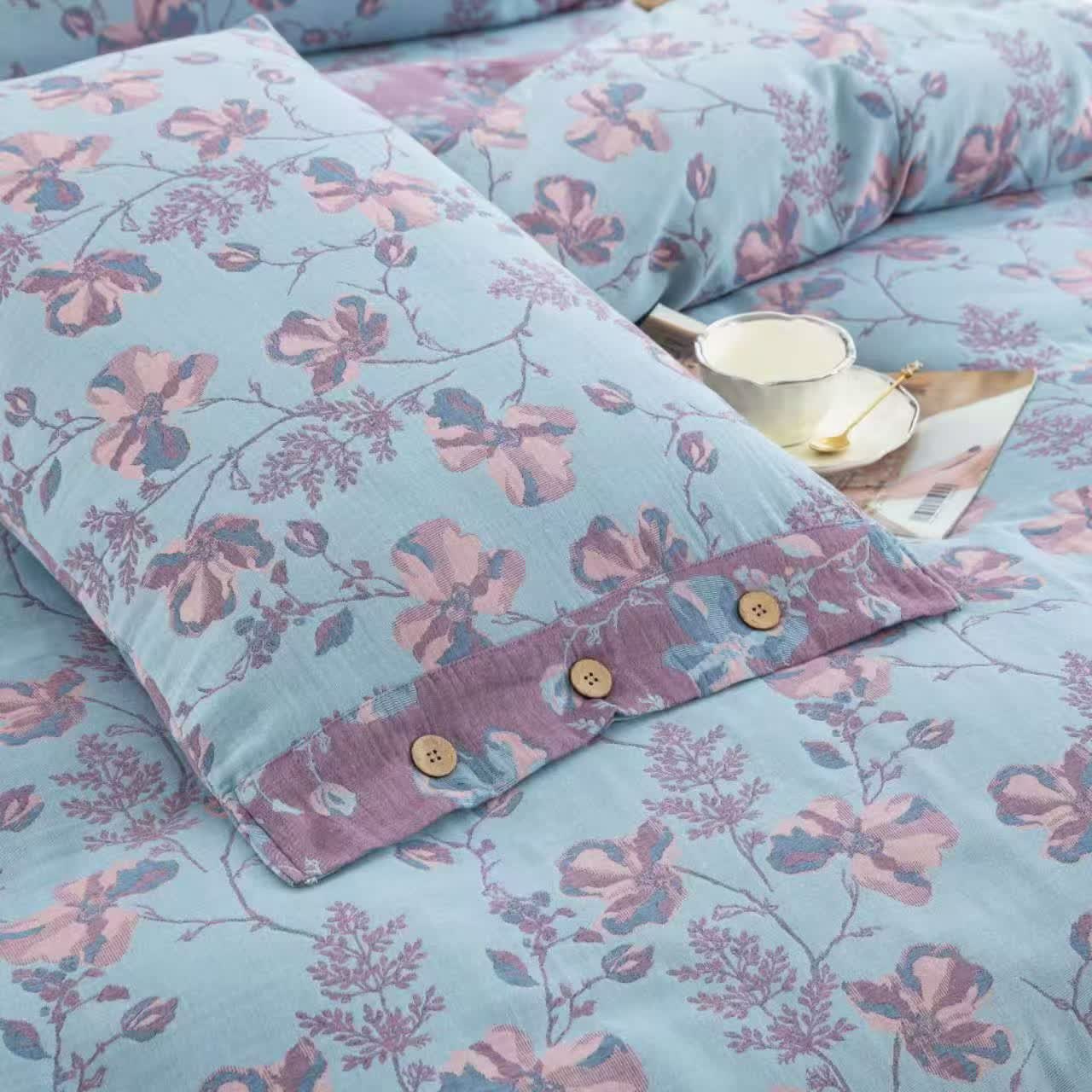 Blooming Flowers Cotton Gauze Bedding Set (4PCS) - image 5