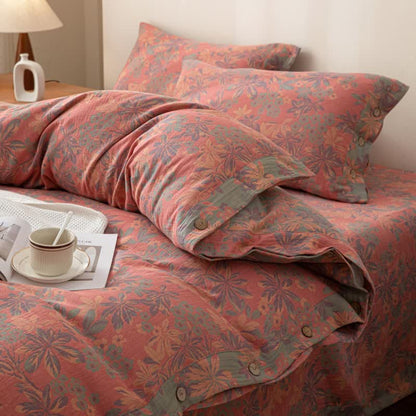 Reverisible Jacquard Floral Button Cotton Bedding Set (4PCS) - image 6