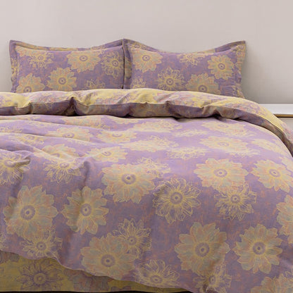 Jacquard Floral Cotton Gauze Reversible Bedding Set (4PCS) - image 2