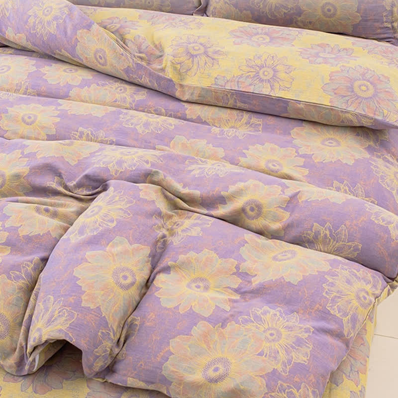 Jacquard Floral Cotton Gauze Reversible Bedding Set (4PCS) - image 5
