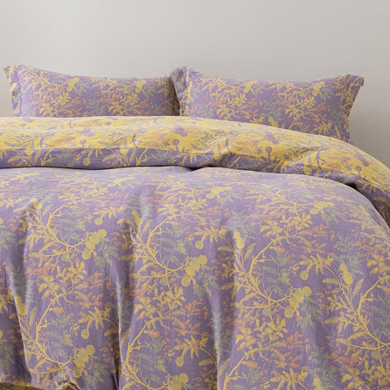 Double Layers Gauze Floral Bedding Set (4PCS) - image 2
